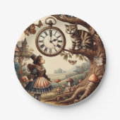 Alice & Cheshire Cat: Whimsical Wonderland Fantasy Papieren Bordje (Voorkant)