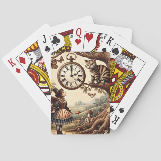 Alice & Cheshire Cat: Whimsical Wonderland Fantasy Pokerkaarten (Achterkant)