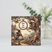 Alice & Cheshire Cat: Whimsical Wonderland Fantasy Save The Date (Staand voorkant)