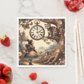 Alice & Cheshire Cat: Whimsical Wonderland Fantasy Servet (Insitu)
