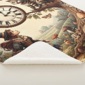 Alice & Cheshire Cat: Whimsical Wonderland Fantasy Sherpa Deken (3/4)