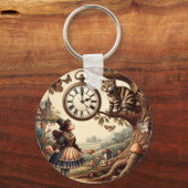Alice & Cheshire Cat: Whimsical Wonderland Fantasy Sleutelhanger (Achterkant)