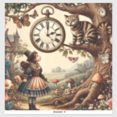 Alice & Cheshire Cat: Whimsical Wonderland Fantasy Sticker (Vel)