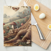 Alice & Cheshire Cat: Whimsical Wonderland Fantasy Theedoek (Quarter Fold)