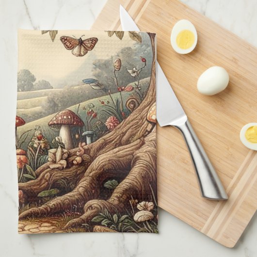 Alice & Cheshire Cat: Whimsical Wonderland Fantasy Theedoek (Quarter Fold)