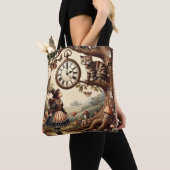 Alice & Cheshire Cat: Whimsical Wonderland Fantasy Tote Bag (Dichtbij)