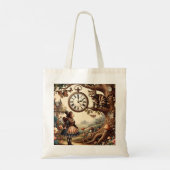 Alice & Cheshire Cat: Whimsical Wonderland Fantasy Tote Bag (Achterkant)