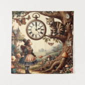 Alice & Cheshire Cat: Whimsical Wonderland Fantasy Wandkleed (Voorkant)