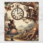 Alice & Cheshire Cat: Whimsical Wonderland Fantasy Wijn Etiket (Enkel label)