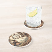 Alice & Cheshire Cat: Whimsical Wonderland Fantasy Zandsteen Onderzetter (Zijkant)