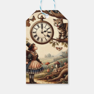 Alice & Cheshire Cat: Whimsische Fantasie Wereld Cadeaulabel
