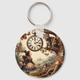 Alice & Cheshire Cat: Whimsische Fantasie Wereld Sleutelhanger