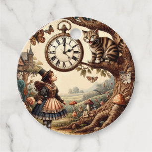Alice & Cheshire Cat: Whimsische Wonderland Fantas Bedankjes Labels