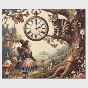 Alice & Cheshire Cat: Whimsische Wonderland Fantas Cadeaupapier