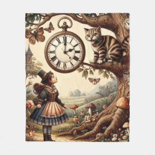Alice & Cheshire Cat: Whimsische Wonderland Fantas Fleece Deken