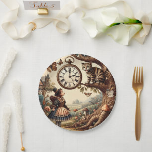 Alice & Cheshire Cat: Whimsische Wonderland Fantas Papieren Bordje