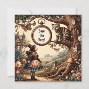 Alice & Cheshire Cat: Whimsische Wonderland Fantas Save The Date