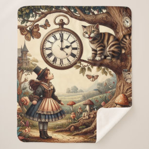 Alice & Cheshire Cat: Whimsische Wonderland Fantas Sherpa Deken