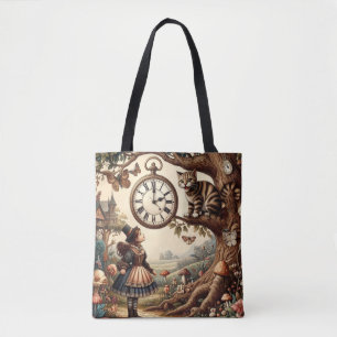 Alice & Cheshire Cat: Whimsische Wonderland Fantas Tote Bag