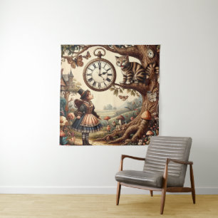 Alice & Cheshire Cat: Whimsische Wonderland Fantas Wandkleed