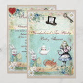 Alice & Cheshire Cat Wonderland Baby shower Kaart (Voorkant / Achterkant)