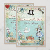 Alice & Cheshire Cat Wonderland Baby shower Kaart (Voorkant / Achterkant)