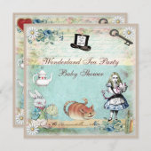 Alice & Cheshire Cat Wonderland Baby shower Kaart (Voorkant / Achterkant)