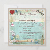 Alice & Cheshire Cat Wonderland Baby shower Kaart (Achterkant)