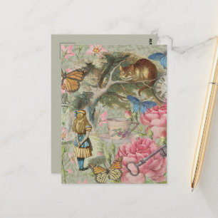 Alice Cheshire Cat Wonderland Boomgaard Briefkaart