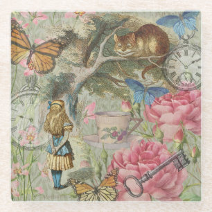 Alice Cheshire Cat Wonderland Tuin Boom Glazen Onderzetter