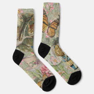 Alice Cheshire Cat Wonderland Tuin Boom Sokken