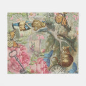 Alice Cheshire Kat Wonderland Boomgaard Fleece Deken (Voorkant (Horizontaal))