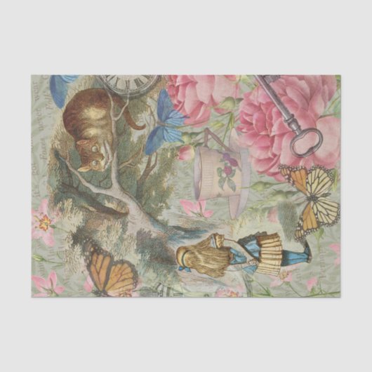 Alice Cheshire Kat Wonderland Boomgaard Tissuepapier (Voorkant)