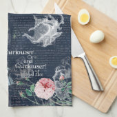 Alice Curioser Wonderland Blue Pink Tea Towel Theedoek (Quarter Fold)