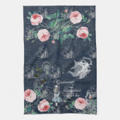 Alice Curioser Wonderland Blue Pink Tea Towel Theedoek (Verticaal)
