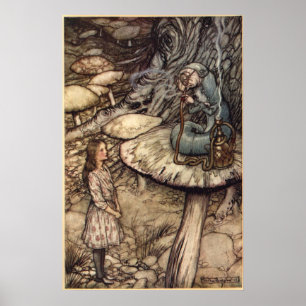 Alice & de Caterpijler door Arthur Rackham Poster