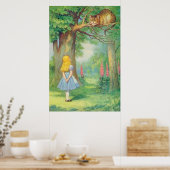 Alice & de Cheshire Cat Volledige Kleur Poster (Keuken)