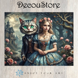 Alice & de Cheshire Kat Decoupage Tissuepapier