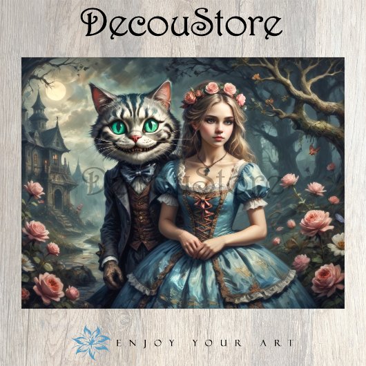 Alice & de Cheshire Kat Decoupage Tissuepapier