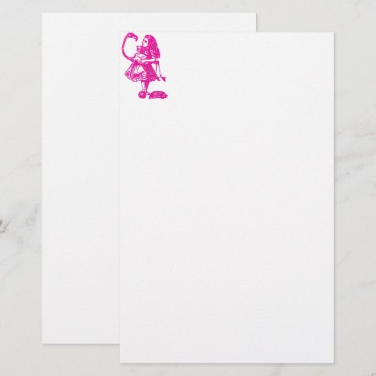 Alice & de Flamingo in Hot Pink Briefpapier (Voorkant / Achterkant)
