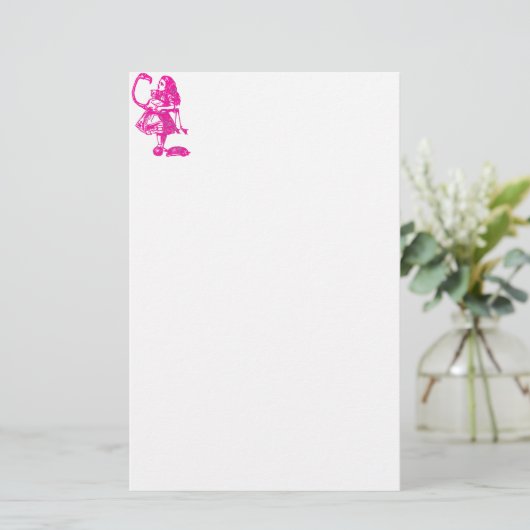 Alice & de Flamingo in Hot Pink Briefpapier (Staand voorkant)