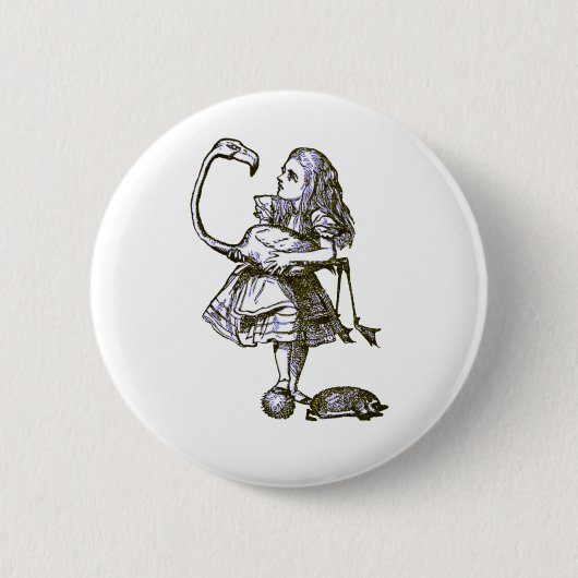 Alice & de Flamingo Ronde Button 5,7 Cm (Voorkant)