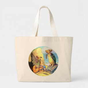 Alice, de Griffin en de Mock Turtle in Wonderland Grote Tote Bag