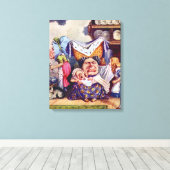 Alice, de hertogin & het varken Baby in de keuken Canvas Afdruk (Insitu (Houten vloer))