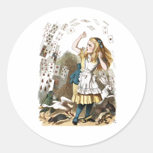 Alice & de Kaarten Ronde Sticker (Voorkant)