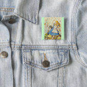 Alice & de Kaarten Volledige Kleur Vierkante Button 5,1 Cm (In situ)
