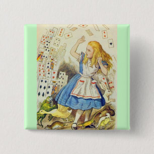 Alice & de Kaarten Volledige Kleur Vierkante Button 5,1 Cm