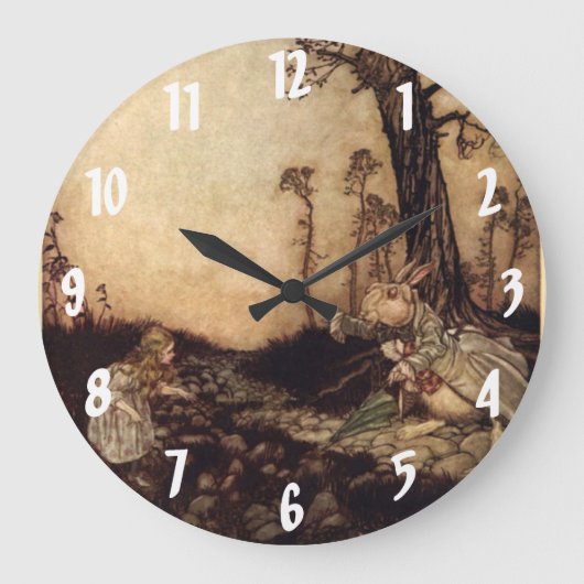 Alice & de Konijn Arthur Rackham Wall Clock Grote Klok (Voorkant)