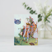 Alice, de koning van de harten & de Cheshire Cat Briefkaart (Staand voorkant)