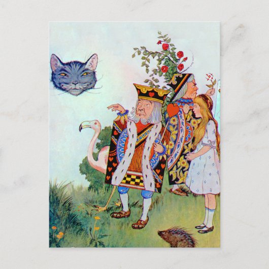 Alice, de koning van de harten & de Cheshire Cat Briefkaart (Voorkant)